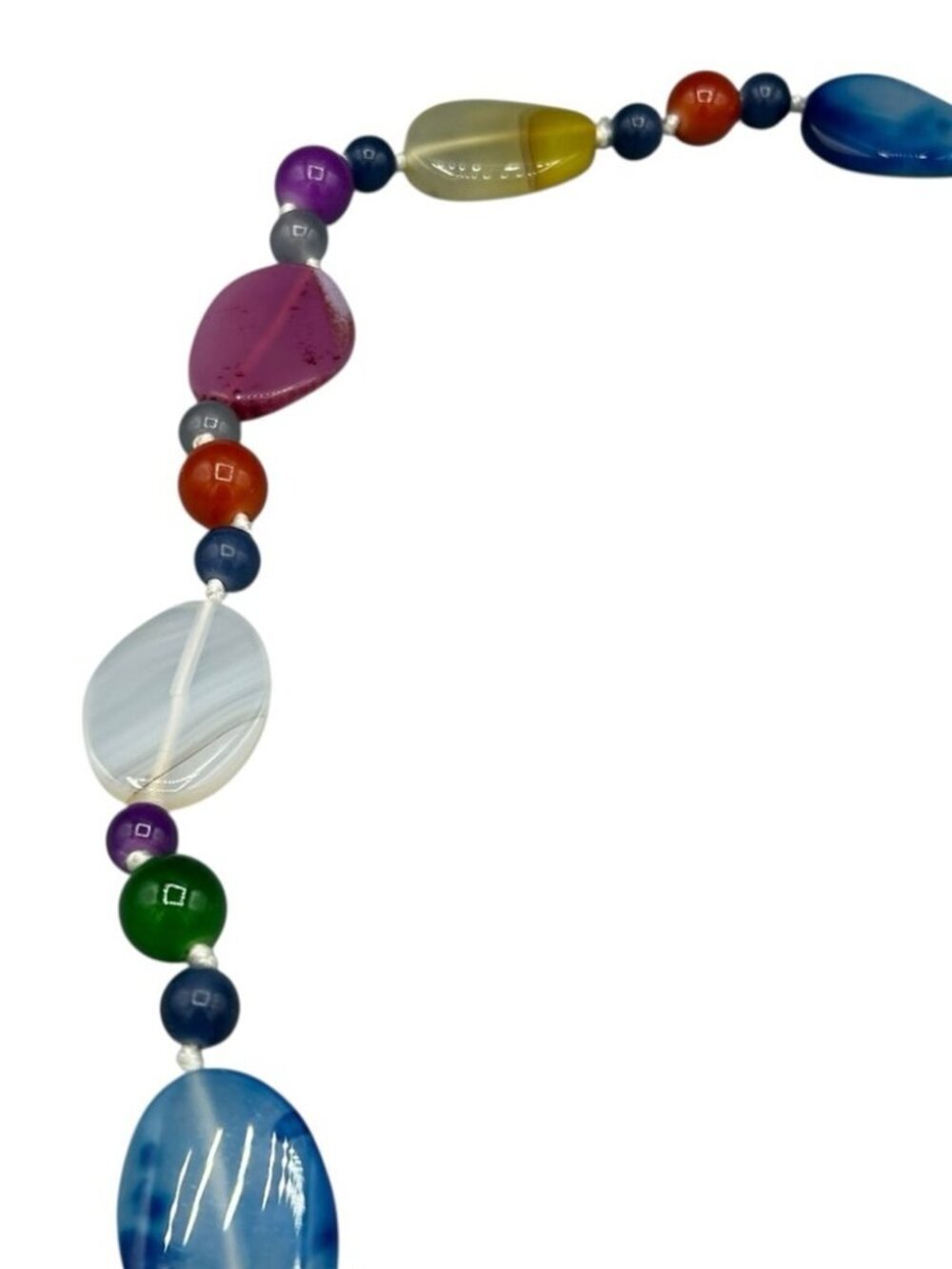 Vintage Chunky Multicolor Hand Knotted Beaded Necklace Boho Statement - Picture 8 of 15